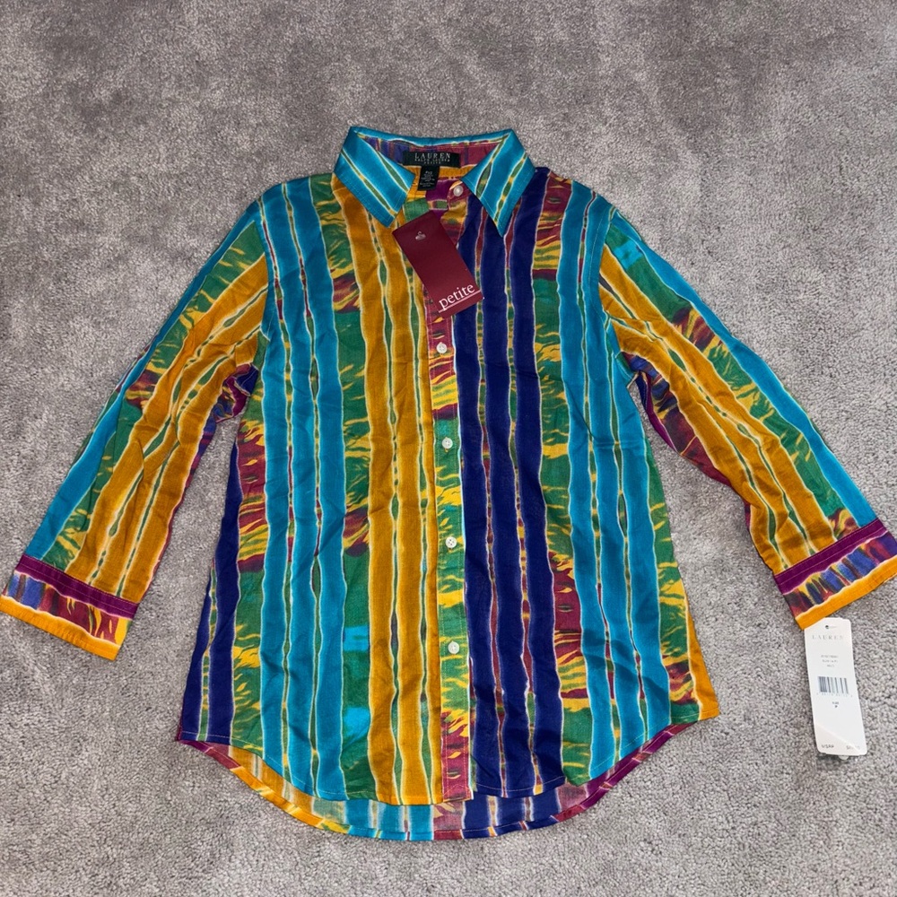 ❤️Lauren Ralph Lauren Multicolor Vertical Stripe Button-Up Shirt